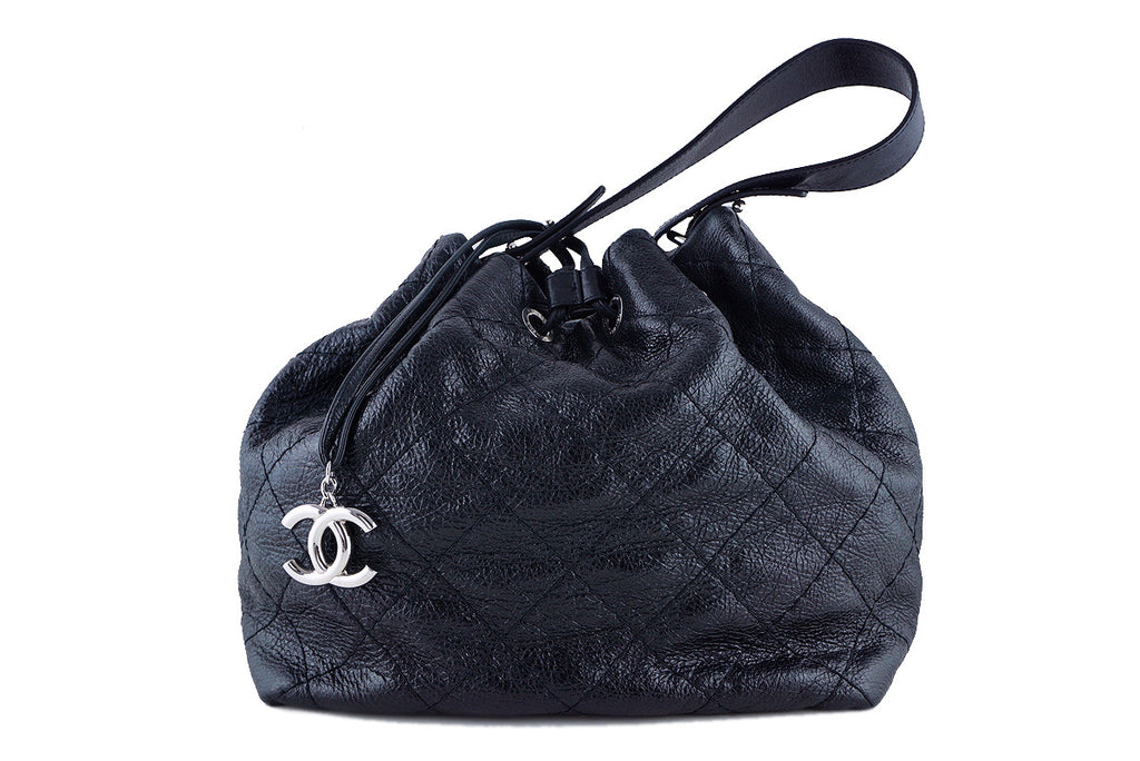 Chanel Black On the Road Large Drawstring Bucket Tote Bag