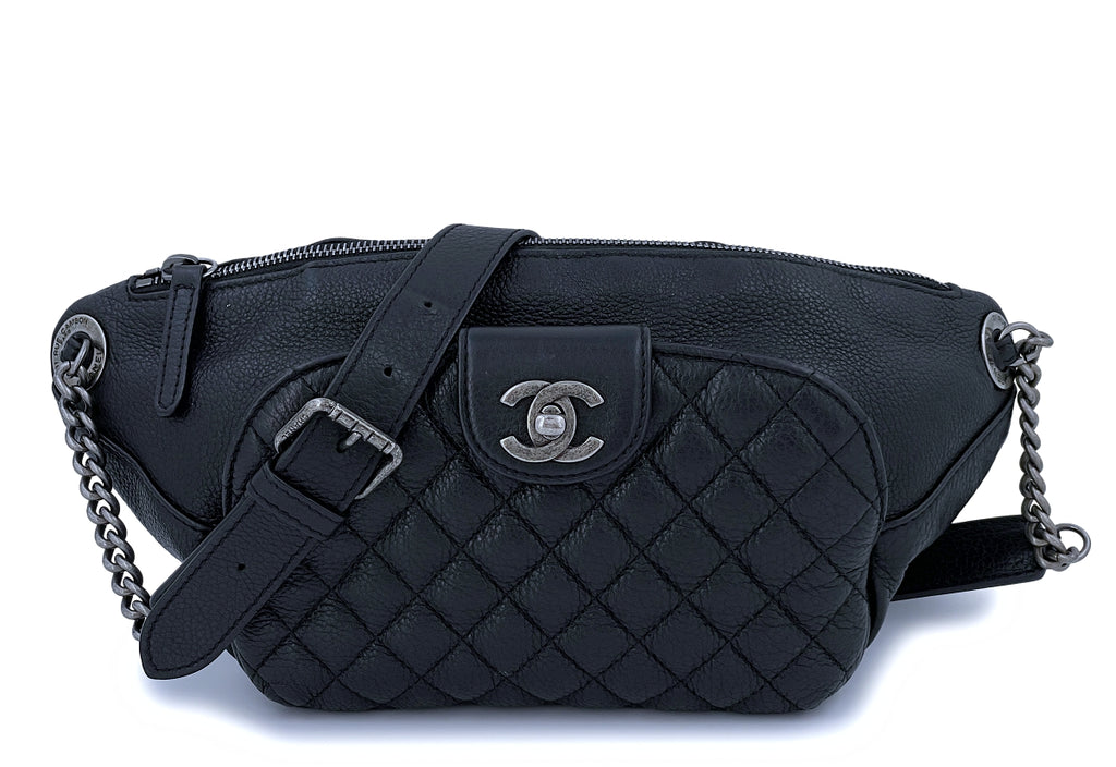 Chanel Black Glazed Calfskin Pocket Banane Fanny Pack Belt Bum Bag G – Boutique  Patina