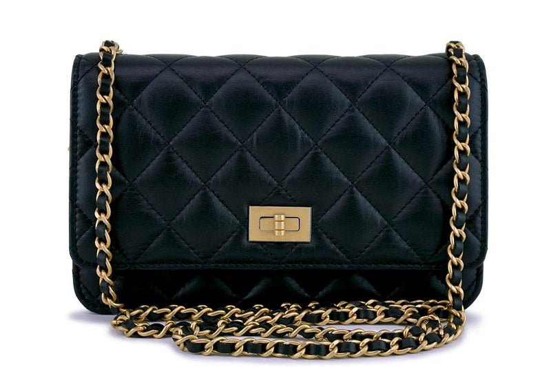 New Chanel Black Classic Reissue WOC Wallet on Chain Bag GHW