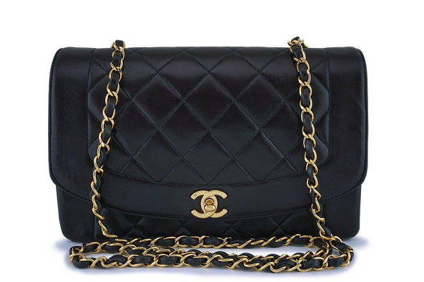 Chanel Vintage Black Medium Classic Diana Flap Bag 24k GHW - Boutique Patina