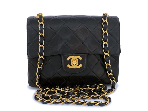 Chanel Vintage Black Square Mini Classic Flap Bag 24k GHW - Boutique Patina