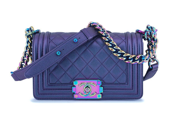 Chanel Iridescent Purple Mermaid Iridescent Small Boy Flap Bag Rainbow - Boutique Patina