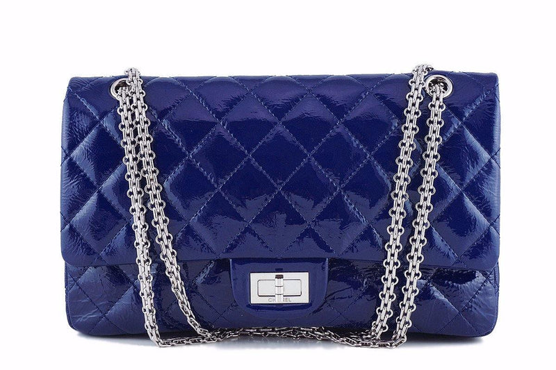 Chanel Blue Large Patent 227 Reissue Classic 2.55 Jumbo Flap Bag - Boutique Patina