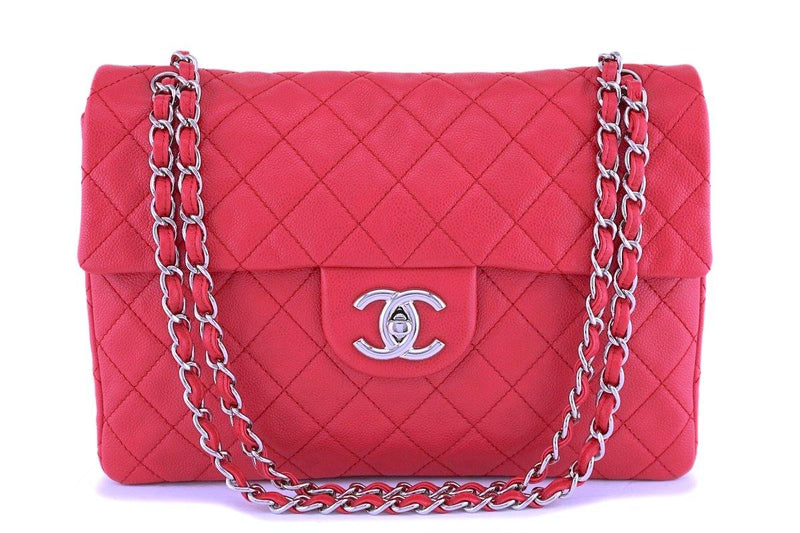 Rare Chanel Fuchsia Pink Soft Caviar Maxi Classic Flap Bag SHW - Boutique Patina