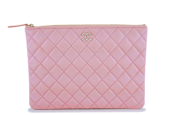 Chanel mini o case pouch caviar chevron pink 19s