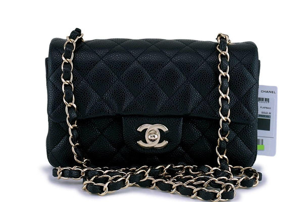NWT 18S Chanel Black Caviar Classic Rectangular Mini Flap Bag GHW - Boutique Patina