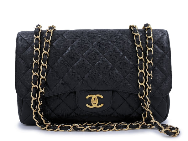 Chanel Black Caviar Jumbo Classic Flap Bag GHW Single - Boutique Patina