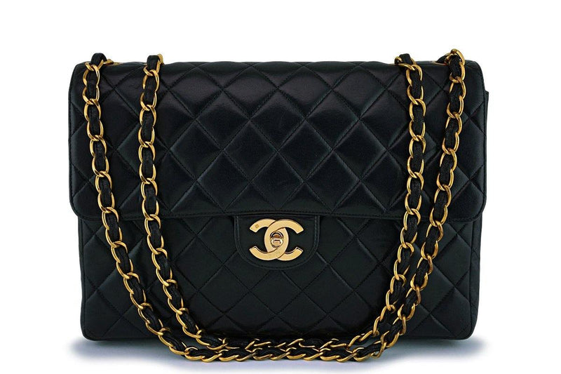 Chanel Vintage Black Classic Jumbo Flap Bag 24k GHW - Boutique Patina