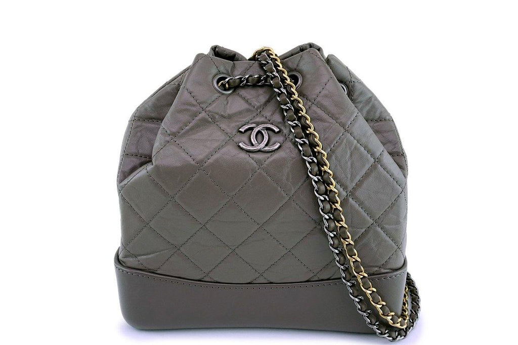 CHANEL Aged Calfskin Quilted Small Gabrielle Backpack Beige