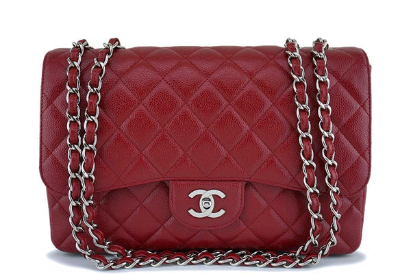 Chanel Red Caviar Large Jumbo Classic Flap Bag SHW - Boutique Patina