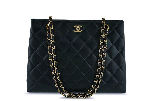 Chanel Black Classic Quilted Shopper Tote Bag GHW - Boutique Patina