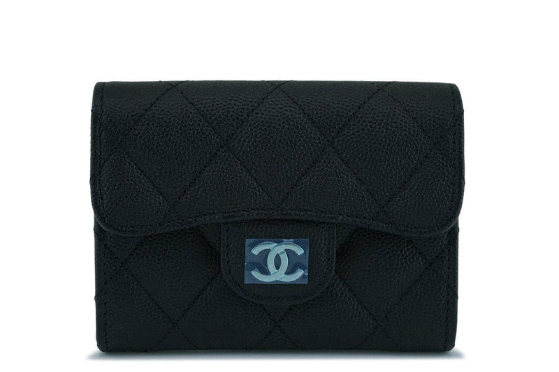 New Chanel Black Medium Caviar Card Holder Wallet Case SHW - Boutique Patina