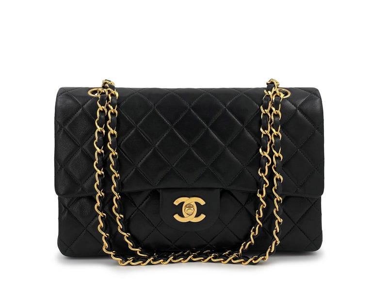 Chanel 1992 Vintage Black Medium Classic Double Flap Bag 24k GHW