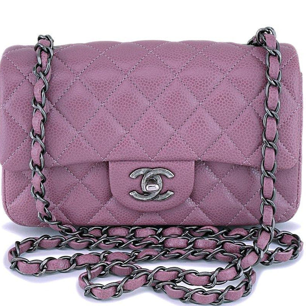 15B Chanel Mauve Pink-Violet Caviar Rectangular Mini Classic Flap