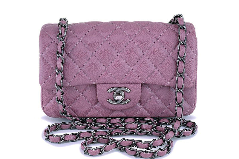 15B Chanel Mauve Pink-Violet Caviar Rectangular Mini Classic Flap