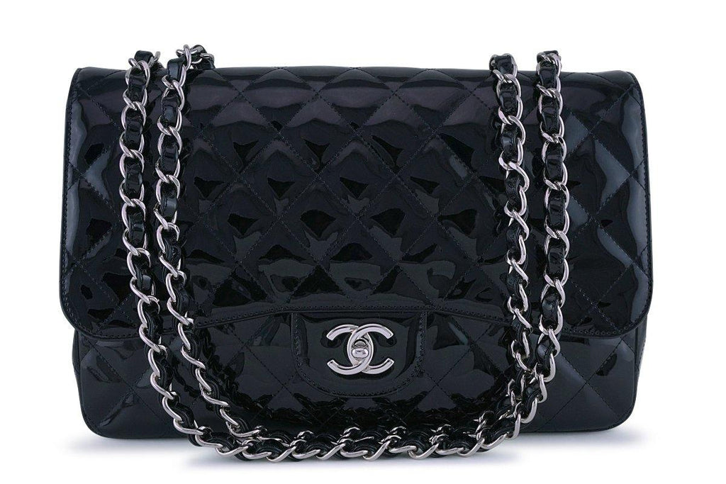 Chanel Black Patent Jumbo 2.55 Classic Flap Bag SHW – Boutique