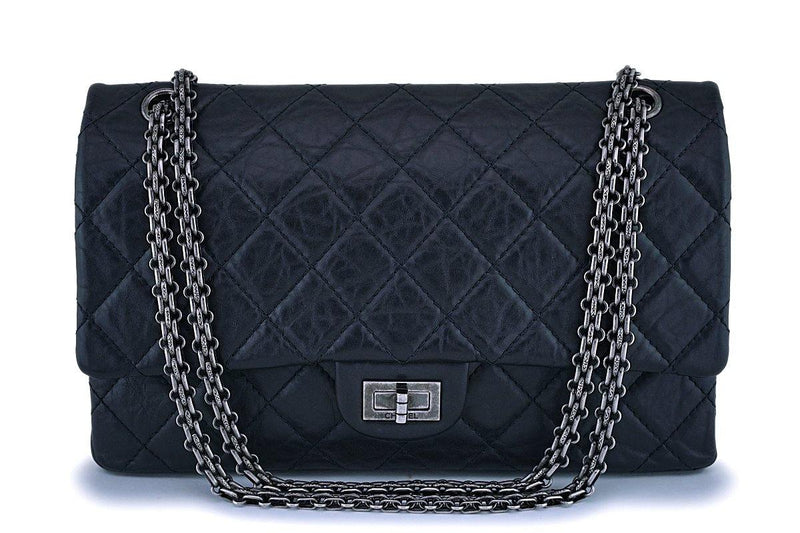 Chanel Black Reissue 2.55 Flap Bag Medium 226 Aged Calfskin RHW