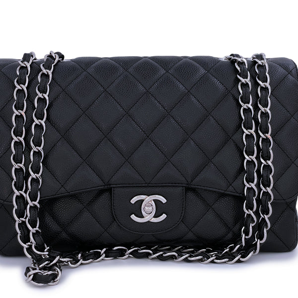 Chanel Black Caviar Jumbo Classic Single Flap Bag SHW – Boutique Patina