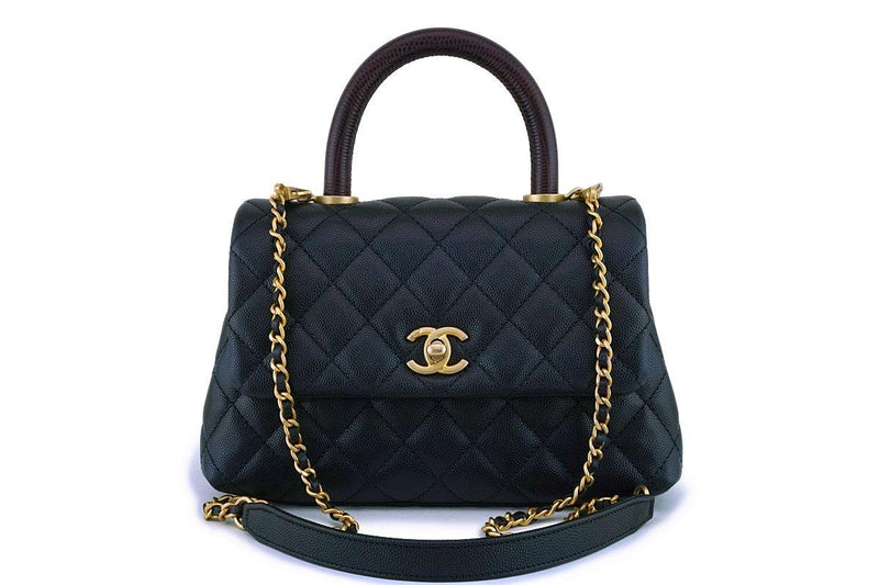 NIB 19A Chanel Black Caviar Coco Handle Mini/Small Flap Bag GHW - Boutique Patina