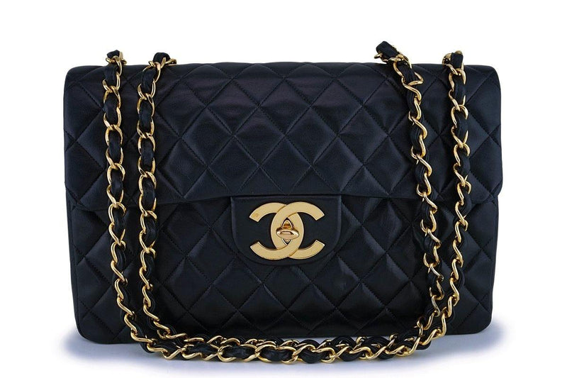 Chanel Black Vintage Lambskin Maxi "Jumbo XL" Classic Flap Bag 24k GHW - Boutique Patina
