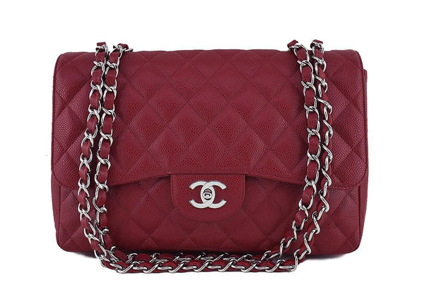 Chanel Dark Red Caviar Jumbo 2.55 Classic Flap Bag - Boutique Patina