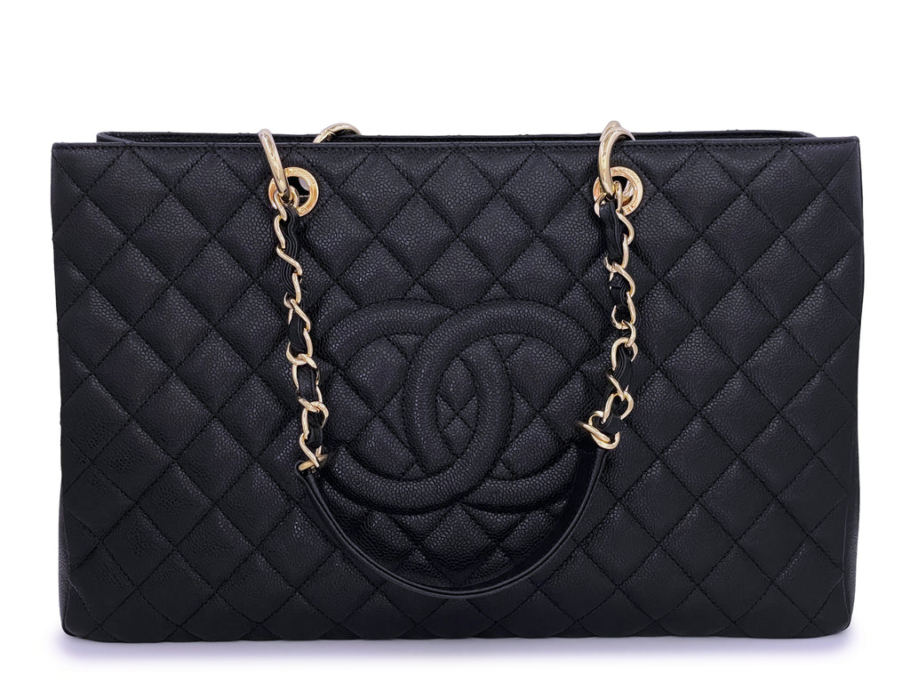 Chanel GST Black Gold Caviar Grand Shopping Tote Bag