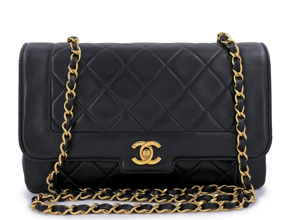 Chanel Vintage 1990 Geometric Diana Bag 24k GHW Midnight Blue-Black –  Boutique Patina