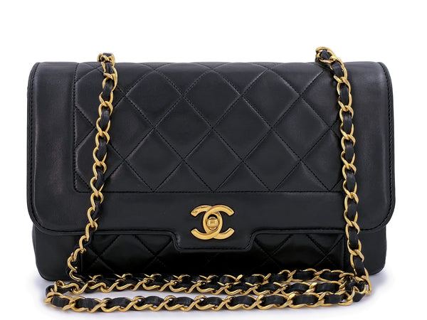Chanel Vintage Black Geometric Diana Bag Medium 24k GHW - Boutique Patina