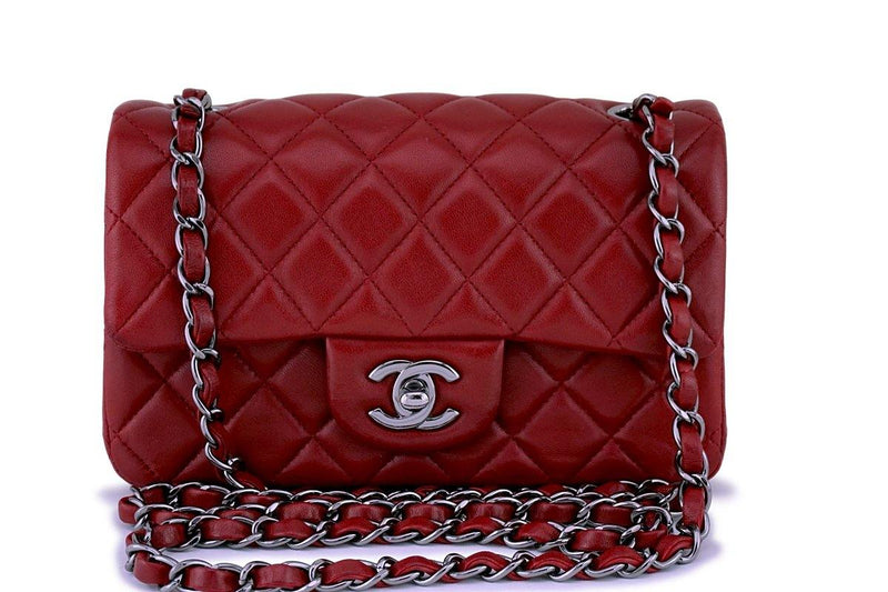 Chanel Dark Red Classic Quilted Rectangular Mini 2.55 Flap Bag - Boutique Patina