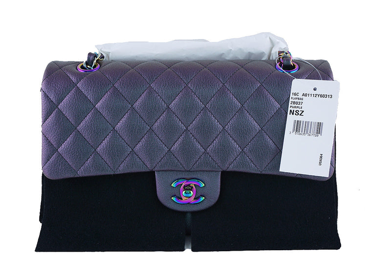 NWT 16C Chanel Iridescent Purple Medium Classic 2.55 Double Flap