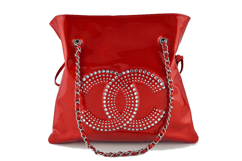 Chanel Red Patent Strass Crystals Bon Bons Shopper Tote Bag - Boutique Patina