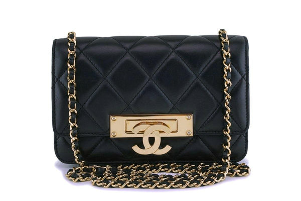 Chanel Wallet On Chain WOC Houndstooth Beige Black Tweed Gold