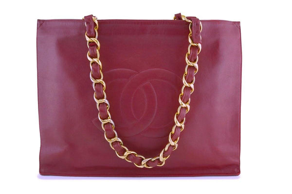 Chanel Red Vintage Calfskin Chunky Chain Tote Bag 24k GHW - Boutique Patina