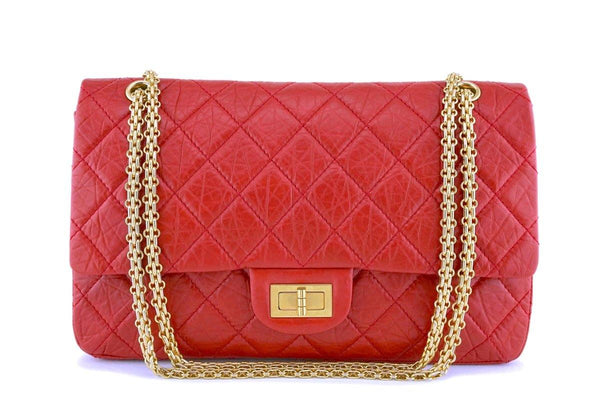 Chanel Red 2.55 Jumbo 227 Classic Double Flap Bag GHW - Boutique Patina