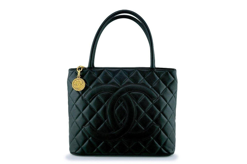 Chanel Black Timeless Classic Caviar Medallion Tote Bag GHW