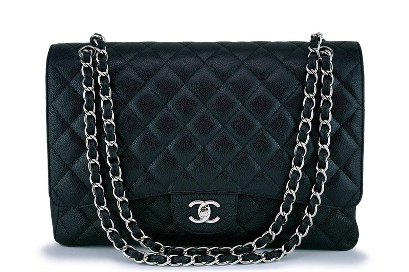 Chanel Black Caviar Maxi "Jumbo XL" Classic Flap Bag SHW - Boutique Patina
