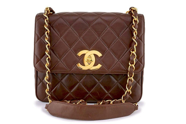 Chanel Vintage Chestnut Brown Quilted Classic Crossbody Flap Bag 24k GHW - Boutique Patina