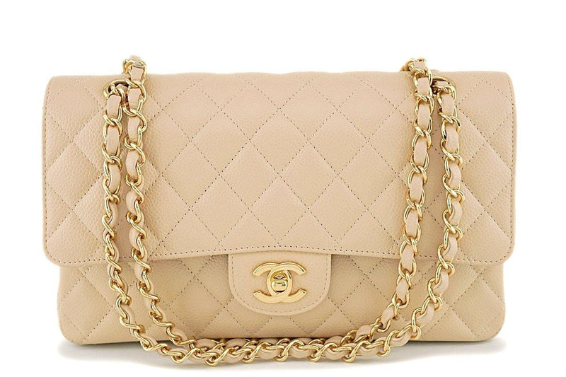Chanel Beige Caviar Skin Medium Classic Double Flap Bag 48531