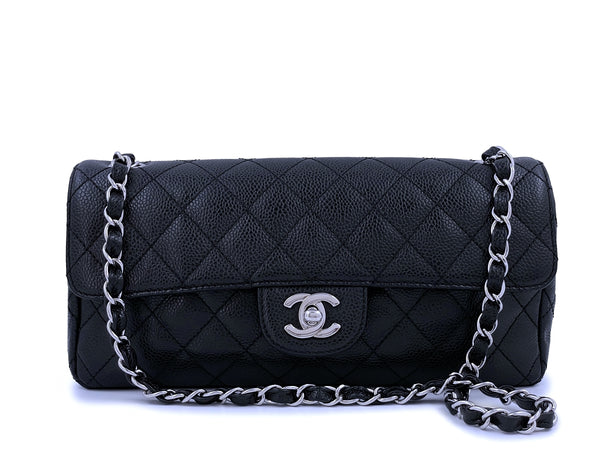 Chanel Black Caviar Classic East West Flap Bag SHW - Boutique Patina