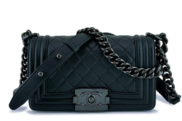 New 18C Chanel So Black Small Boy Classic Flap Bag - Boutique Patina