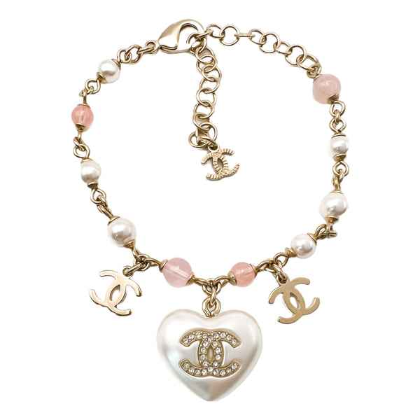 Chanel 21B Coco Neige Pearl Heart Crystal Choker Necklace
