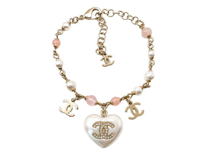 Chanel 21A Coco Neige Pearl Heart and CC Charm Bracelet – Boutique