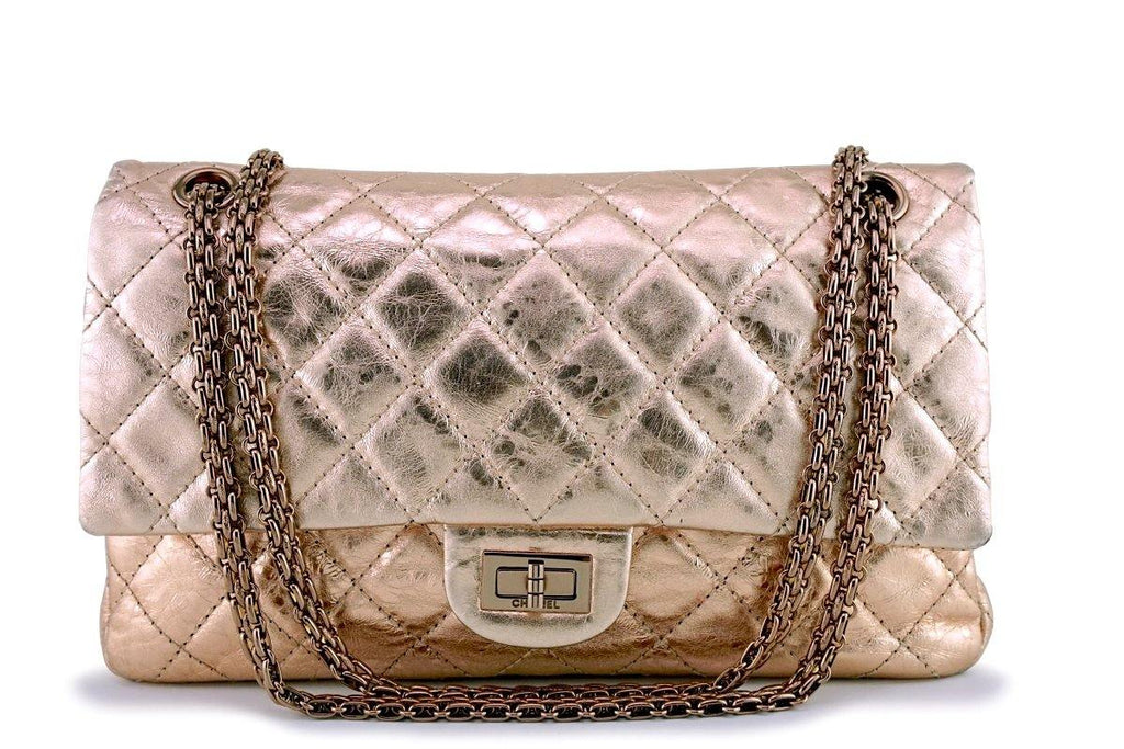 CHANEL Rose Gold Metallic Aged Calfskin Leather 224 2.55 Reissue Double  Flap Bag at 1stDibs