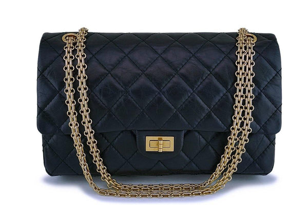 Chanel Black Aged Calfskin 226 Reissue 2.55 Classic Double Flap Bag GHW - Boutique Patina