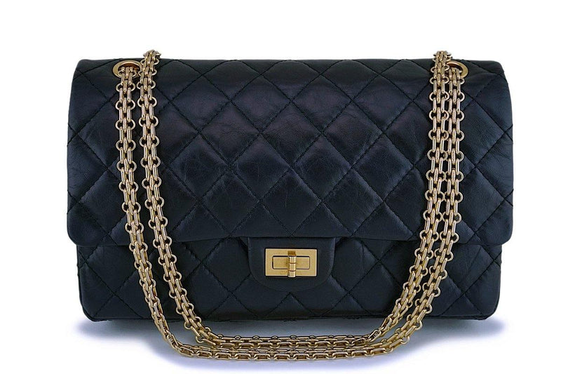 Chanel Black Aged Calfskin 226 Reissue 2.55 Classic Double Flap Bag GH –  Boutique Patina