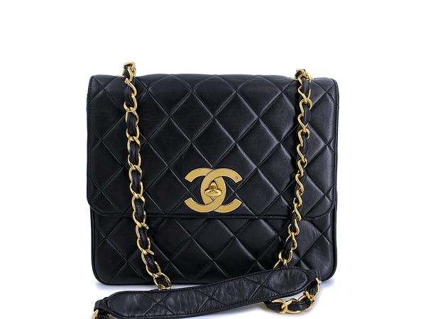 Chanel Vintage Black Oversized CC Medium Tall Classic Crossbody Flap Bag 24k GHW - Boutique Patina