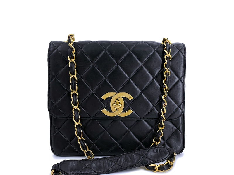 CHANEL Jumbo CC Logo 24K Gold Plated Quilted Caviar Leather Flap