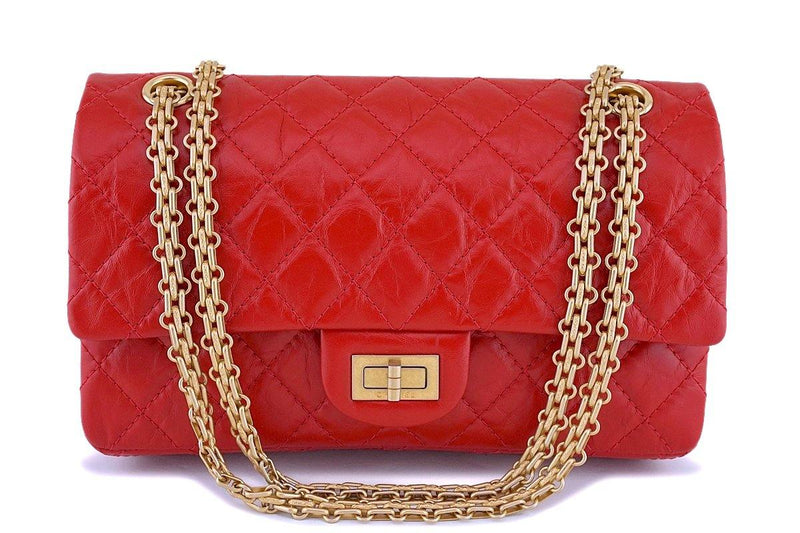 2018 Chanel Gold Quilted Metallic Aged Calfskin Leather Small