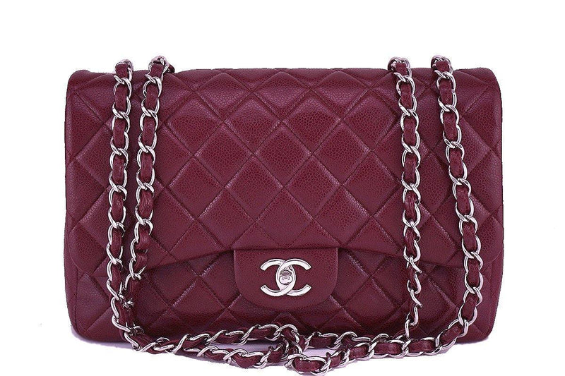 Chanel Wine Red Caviar Jumbo 2.55 Classic Flap Bag - Boutique Patina
