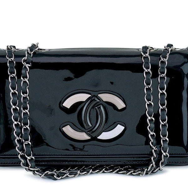 Chanel Black Patent Leather Chain Lunch Box Bag ref.954638 - Joli